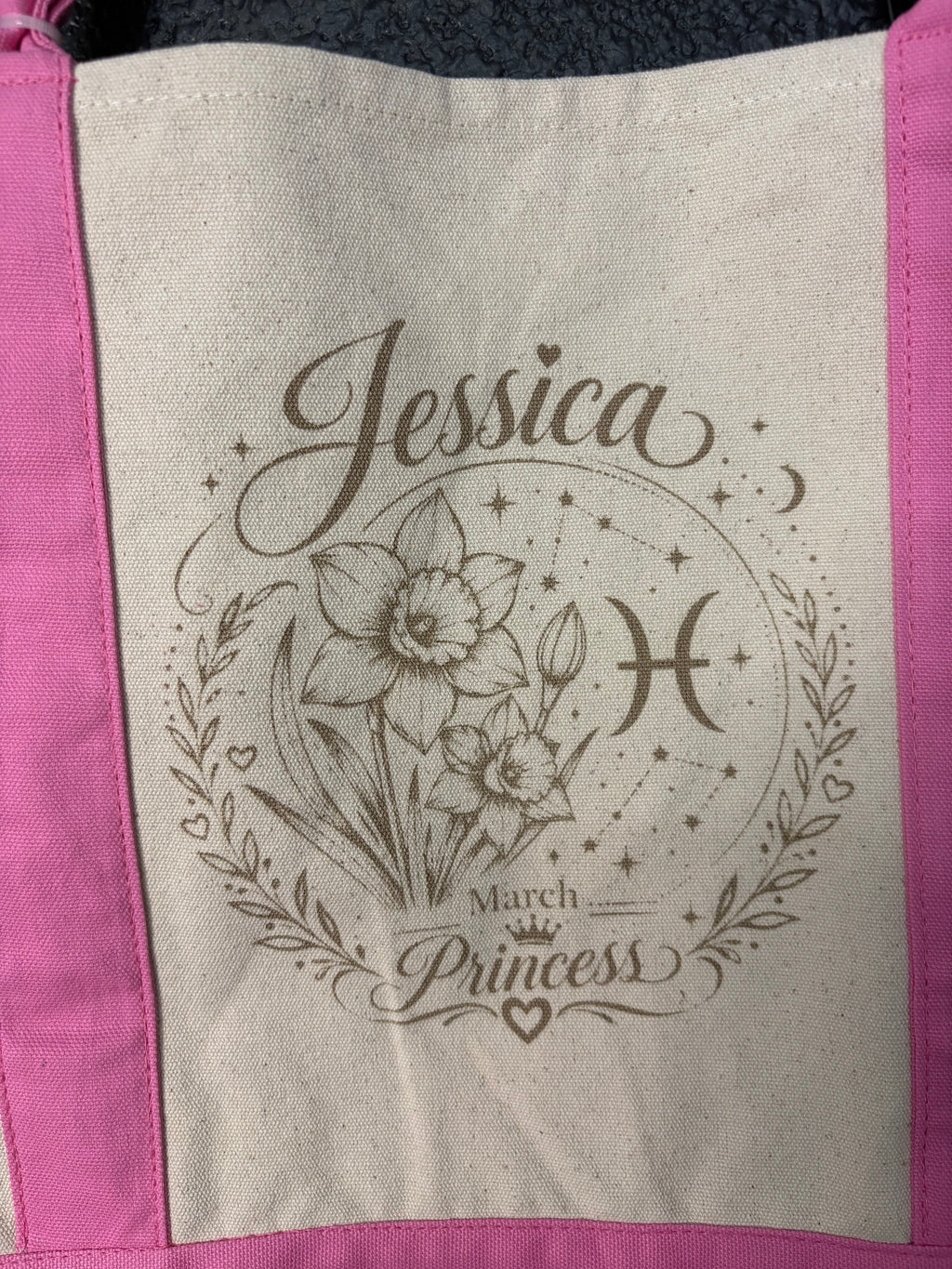 Personalized Birth Flower & Zodiac Canvas Tote Bag
