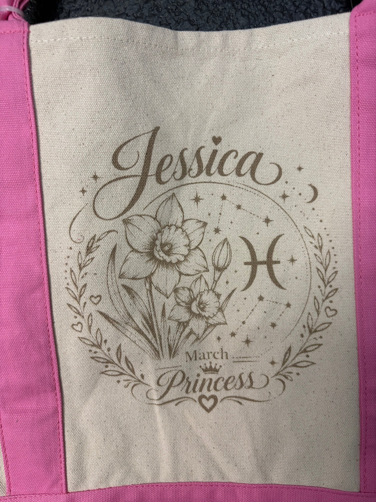 Personalized Birth Flower & Zodiac Canvas Tote Bag