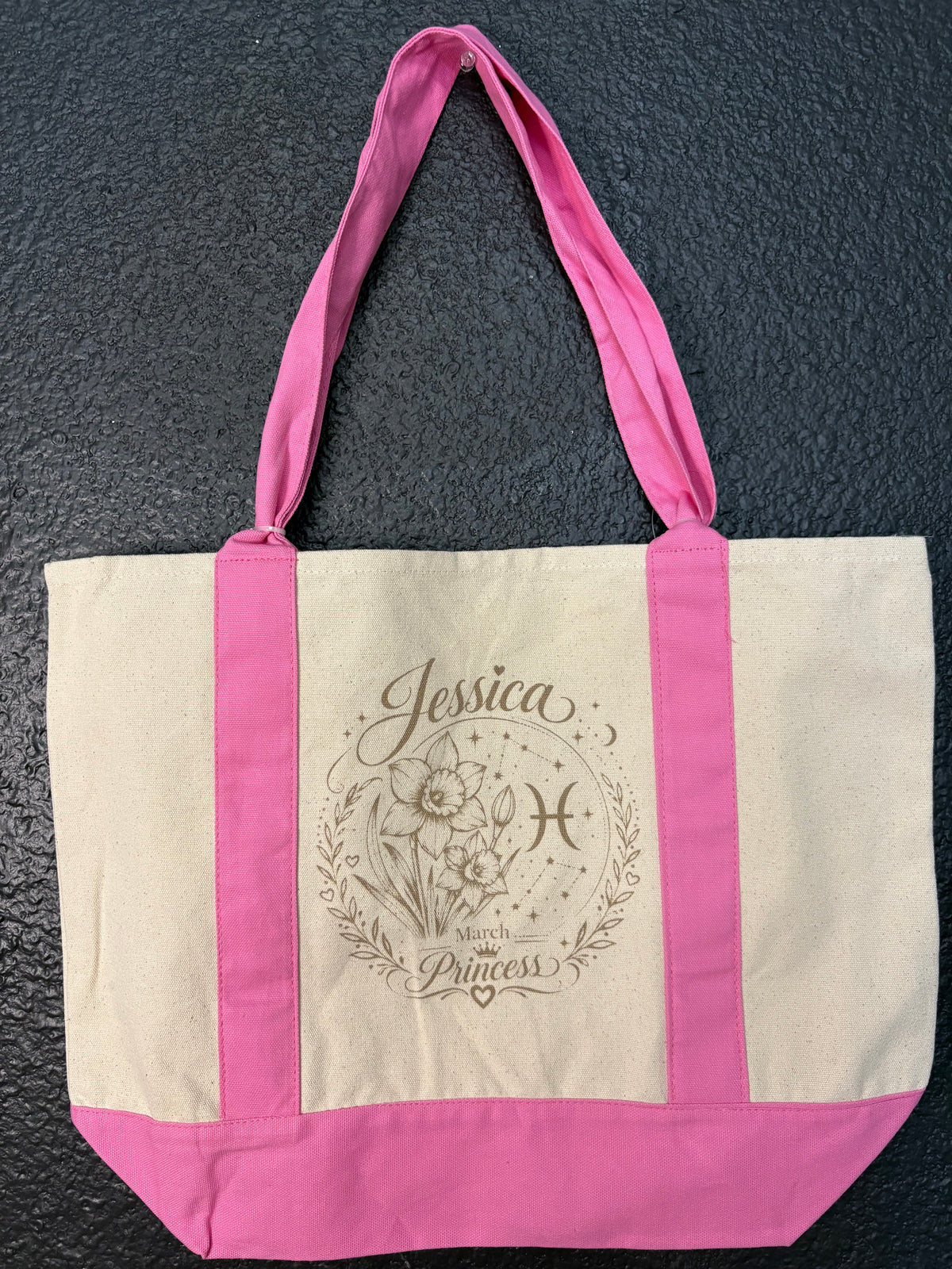 Personalized Birth Flower & Zodiac Canvas Tote Bag