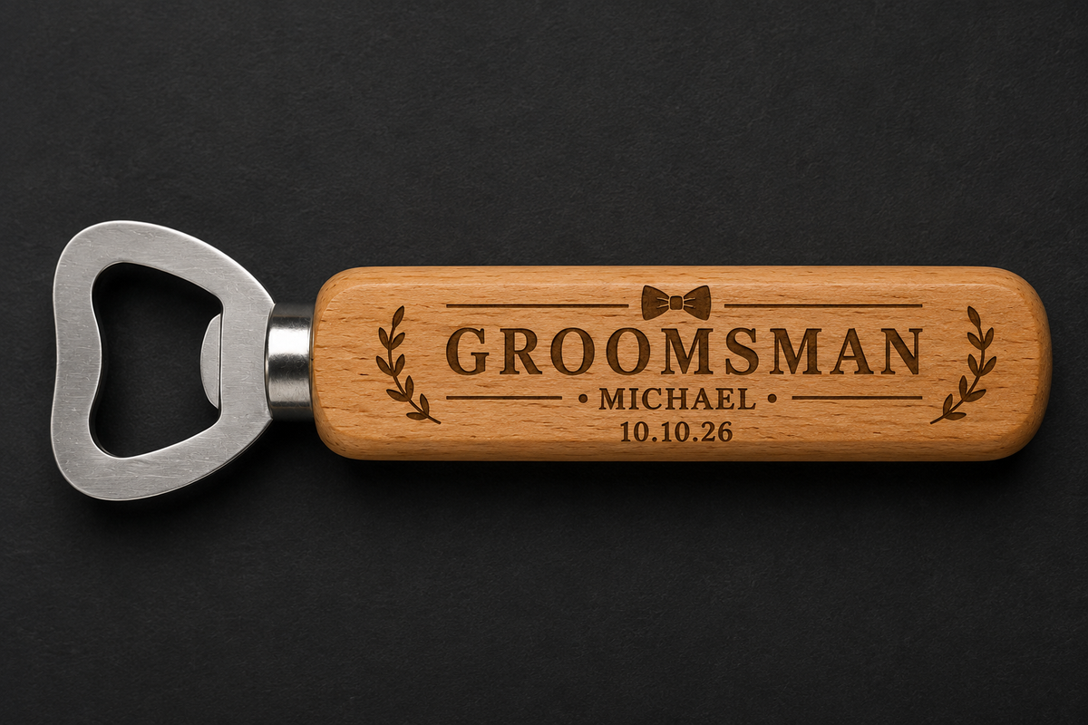 Custom Engraved Wooden Handle Bottle Opener